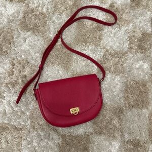 Salvatore Ferragamo Red Crossbody Bag with Gold Clasp